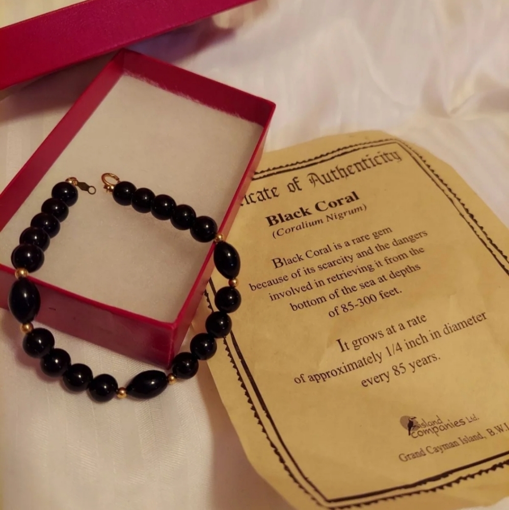 Cayman Islands Black Coral and Gold Bracelet